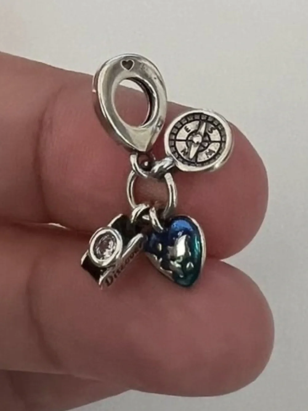 Pandora Camera, Heart & Compass Triple Dangle Charm
